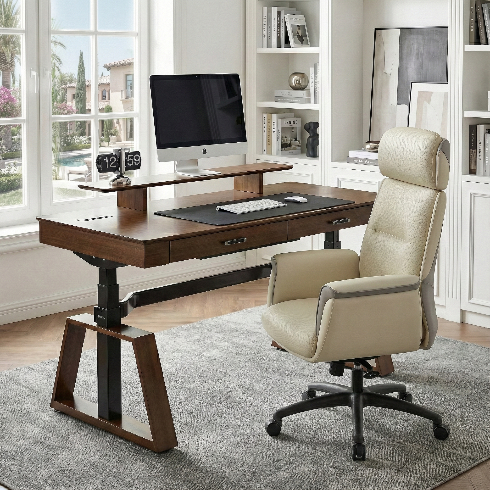 Executive Office Set: Ark Standing Desk and Luxury Executive Chair