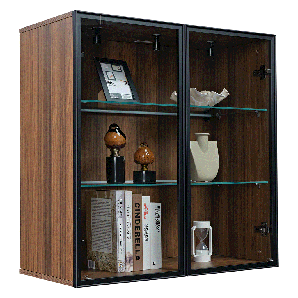 32" Wall Mounted Curio Cabinet with Glass Doors