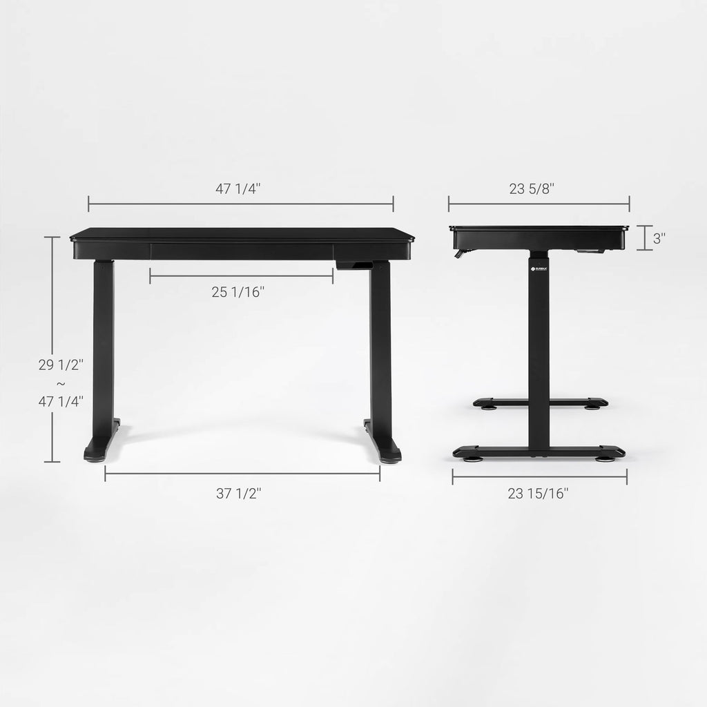 Wonder, Touch-Activated Glowing Glass Standing Desk (47"x23")